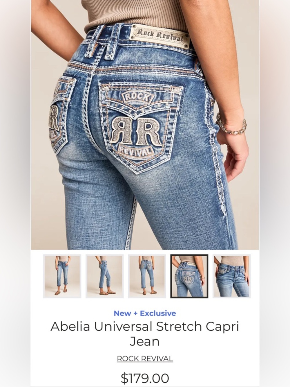 Rock Revival Abelia Universal Stretch Capri Jean 34x25